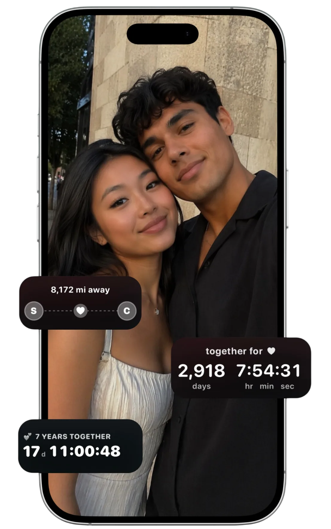 Bloom couples app interface — the main dashboard for couples