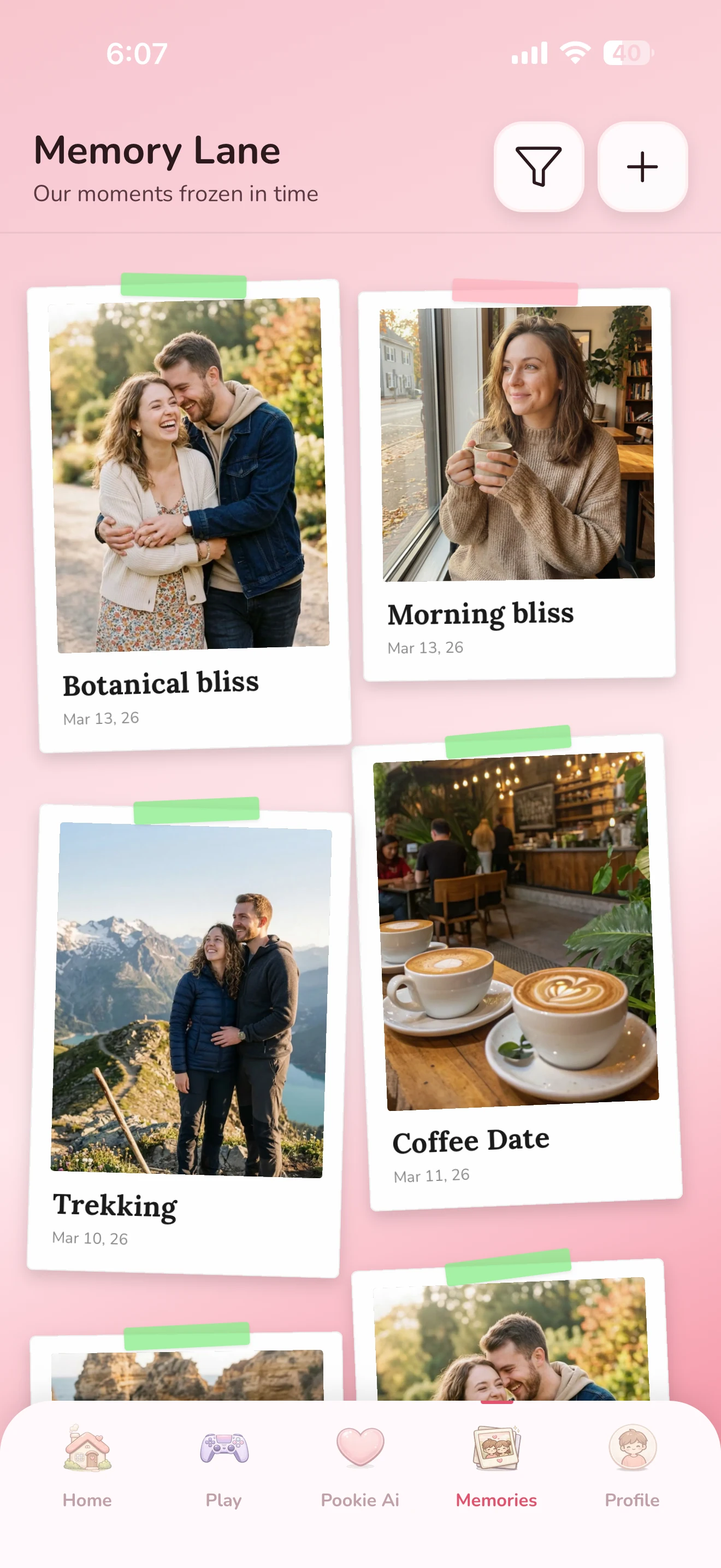 Bloom couples app mood sharing screen — real-time partner mood updates