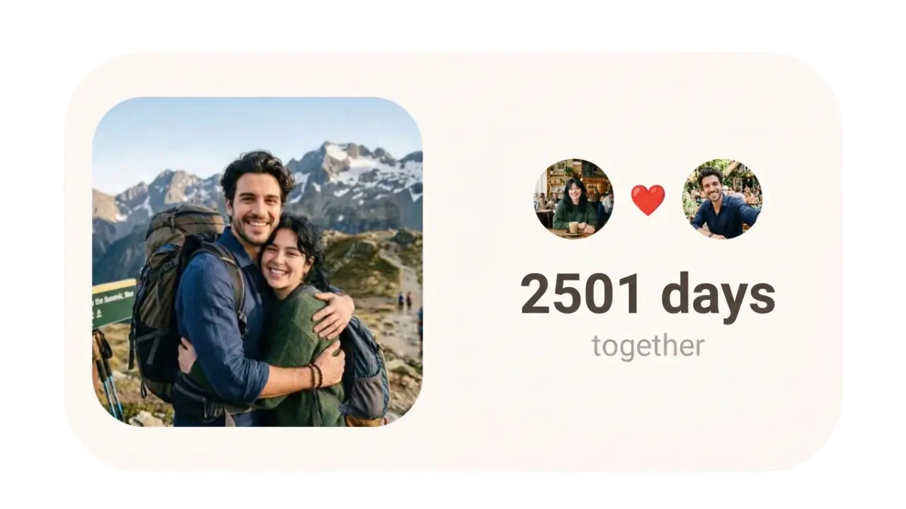 Couple shared memories home screen widget