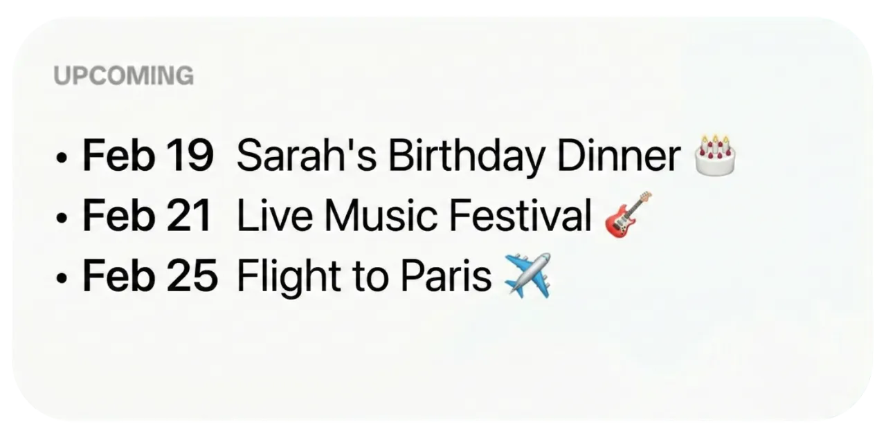 Couple upcoming events and anniversary countdown widget